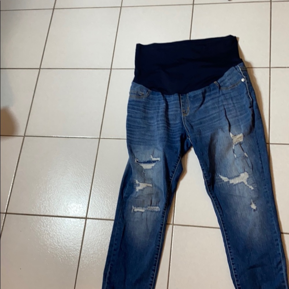 Liz Lange Maternity Large Ankle Skinny  Distressed